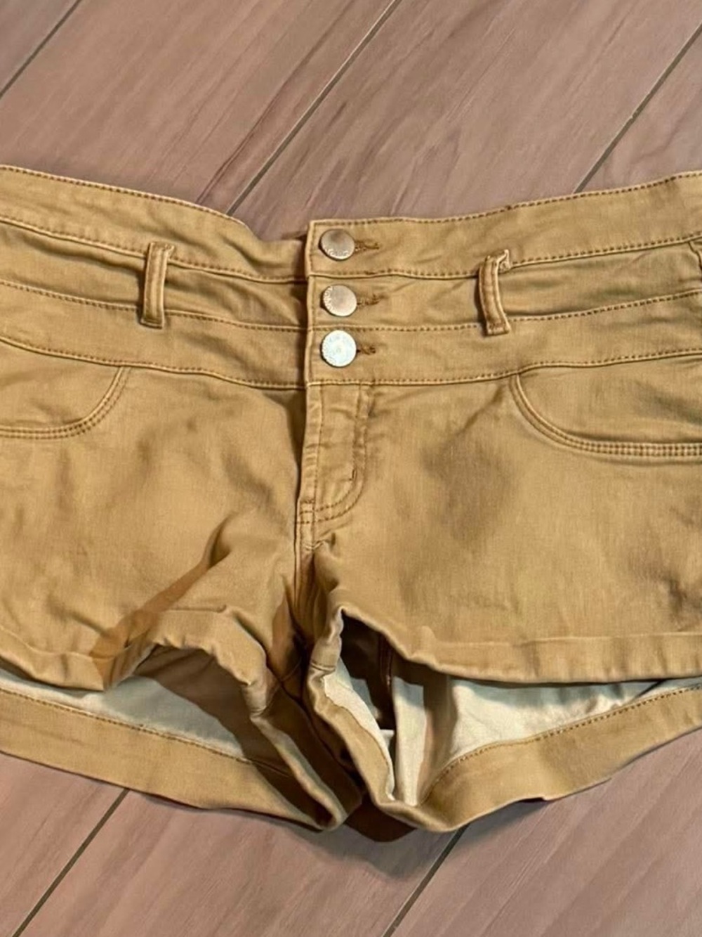 High-Waist khaki  Women’s Denim Shorts juniors size 13 - Picture 5 of 6